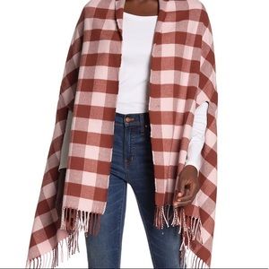 Madewell Wisteria Dove Buffalo Plaid Cape Scarf